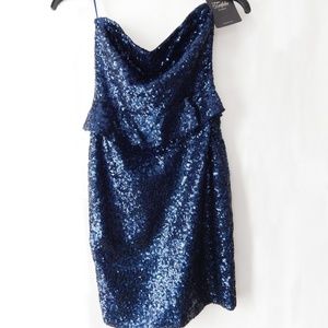 Zara x Trafaluc Collab Blue Sequin Strapless
